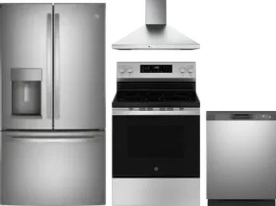 4 Piece Package Includes Refrigerator, Range, Hood And Dishwasher
