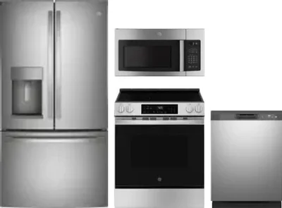 4 Piece Package Includes Refrigerator, Range, Microwave And Dishwasher
