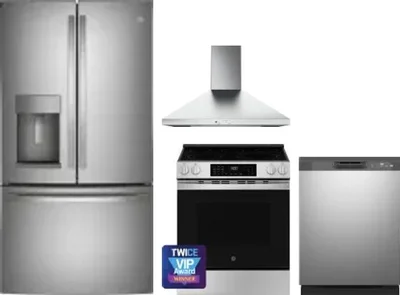 4 Piece Package Includes Refrigerator, Range, Hood And Dishwasher