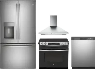 4 Piece Package Includes Refrigerator, Range, Hood And Dishwasher