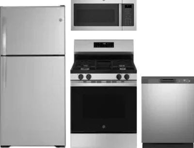 4 Piece Package Includes Refrigerator, Range, Microwave And Dishwasher
