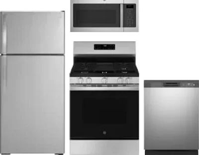 4 Piece Package Includes Refrigerator, Range, Microwave And Dishwasher
