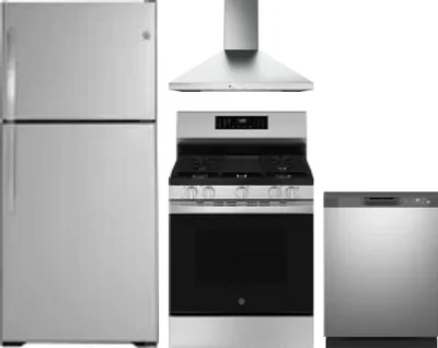 4 Piece Package Includes Refrigerator, Range, Hood And Dishwasher