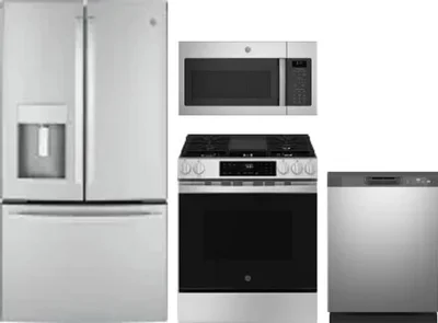 4 Piece Package Includes Refrigerator, Range, Microwave And Dishwasher