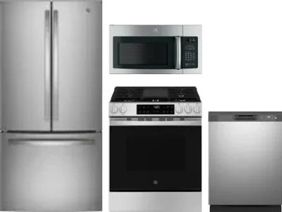 4 Piece Package Includes Refrigerator, Range, Microwave And Dishwasher