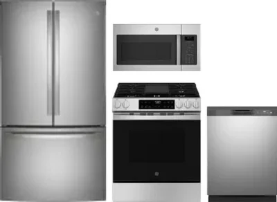 4 Piece Package Includes Refrigerator, Range, Microwave And Dishwasher