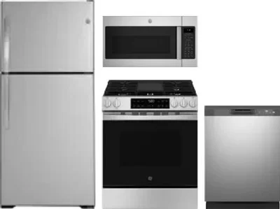 4 Piece Package Includes Refrigerator, Range, Microwave And Dishwasher