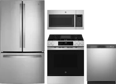 4 Piece Package Includes Refrigerator, Range, Microwave And Dishwasher