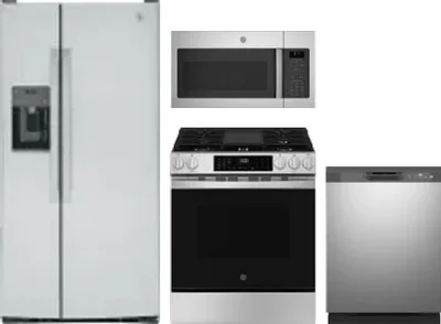 4 Piece Package Includes Refrigerator, Range, Microwave And Dishwasher