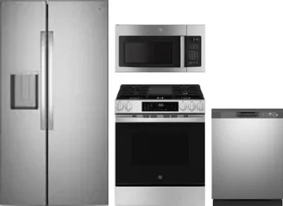 4 Piece Package Includes Refrigerator, Range, Microwave And Dishwasher