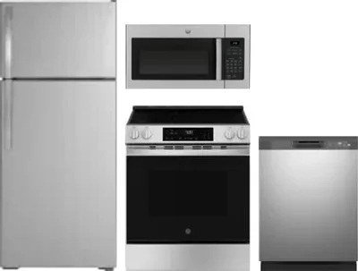 4 Piece Package Includes Refrigerator, Range, Microwave And Dishwasher
