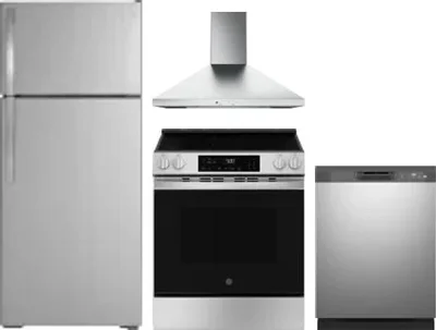4 Piece Package Includes Refrigerator, Range, Hood And Dishwasher
