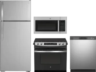 4 Piece Package Includes Refrigerator, Range, Microwave And Dishwasher