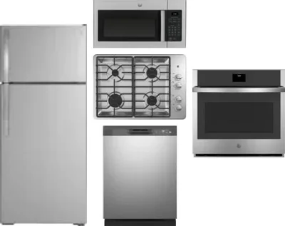 5 Piece Package Includes Refrigerator, Cooktop, Wall Oven, Microwave And Dishwasher