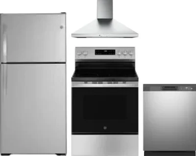 4 Piece Package Includes Refrigerator, Range, Hood And Dishwasher