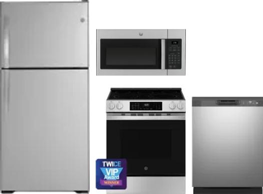 4 Piece Package Includes Refrigerator, Range, Microwave And Dishwasher
