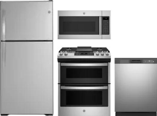 4 Piece Package Includes Refrigerator, Range, Microwave And Dishwasher