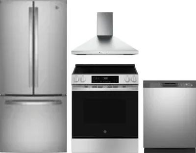4 Piece Package Includes Refrigerator, Range, Hood And Dishwasher