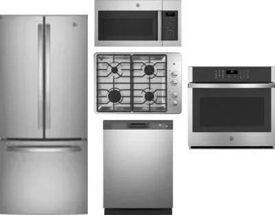 5 Piece Package Includes Refrigerator, Cooktop, Wall Oven, Microwave And Dishwasher