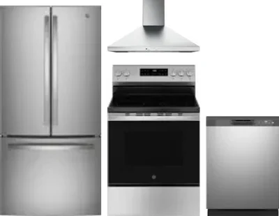 4 Piece Package Includes Refrigerator, Range, Hood And Dishwasher