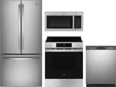 4 Piece Package Includes Refrigerator, Range, Microwave And Dishwasher