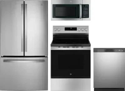 4 Piece Package Includes Refrigerator, Range, Microwave And Dishwasher