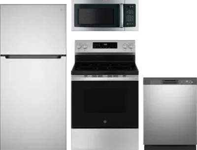 4 Piece Package Includes Refrigerator, Range, Microwave And Dishwasher