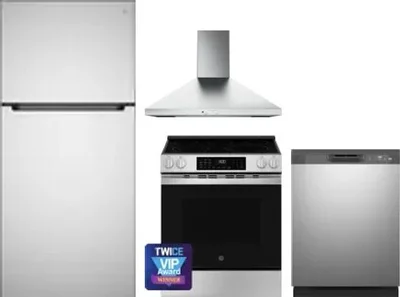 4 Piece Package Includes Refrigerator, Range, Hood And Dishwasher