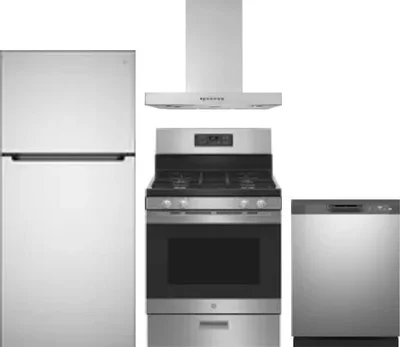 4 Piece Package Includes Refrigerator, Range, Hood And Dishwasher