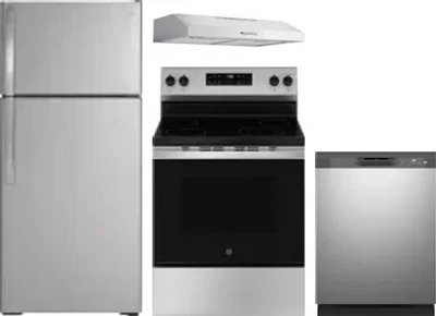 4 Piece Package Includes Refrigerator, Range, Hood And Dishwasher