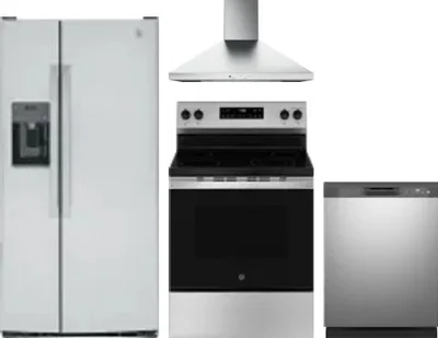 4 Piece Package Includes Refrigerator, Range, Hood And Dishwasher