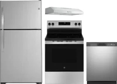 4 Piece Package Includes Refrigerator, Range, Hood And Dishwasher