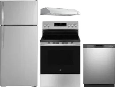 4 Piece Package Includes Refrigerator, Range, Hood And Dishwasher