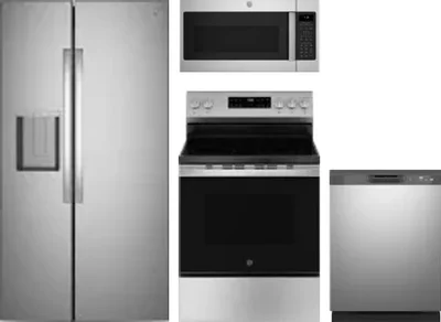4 Piece Package Includes Refrigerator, Range, Microwave And Dishwasher