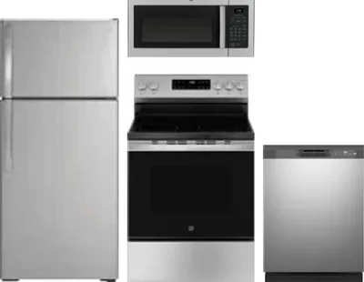 4 Piece Package Includes Refrigerator, Range, Microwave And Dishwasher