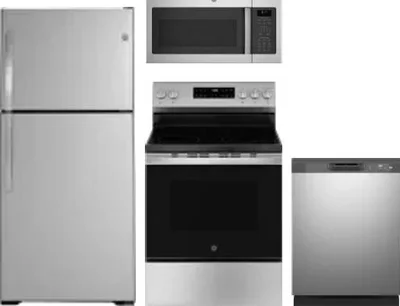 4 Piece Package Includes Refrigerator, Range, Microwave And Dishwasher