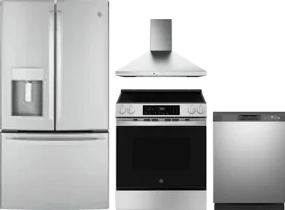 4 Piece Package Includes Refrigerator, Range, Hood And Dishwasher