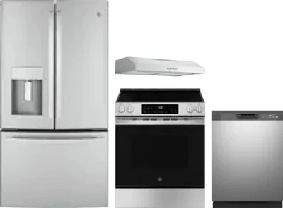 4 Piece Package Includes Refrigerator, Range, Hood And Dishwasher