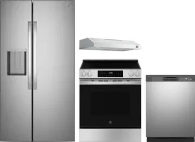 4 Piece Package Includes Refrigerator, Range, Hood And Dishwasher
