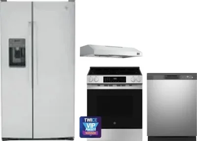 4 Piece Package Includes Refrigerator, Range, Hood And Dishwasher