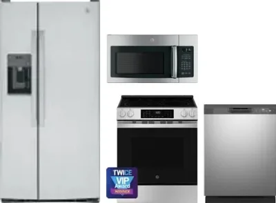 4 Piece Package Includes Refrigerator, Range, Microwave And Dishwasher