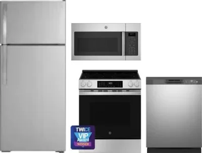4 Piece Package Includes Refrigerator, Range, Microwave And Dishwasher