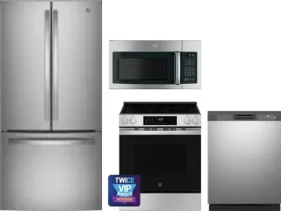4 Piece Package Includes Refrigerator, Range, Microwave And Dishwasher