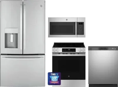4 Piece Package Includes Refrigerator, Range, Microwave And Dishwasher