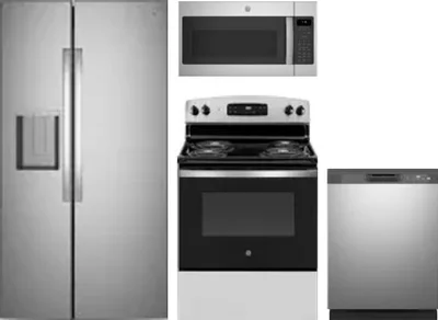 4 Piece Package Includes Refrigerator, Range, Microwave And Dishwasher