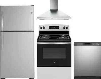 4 Piece Package Includes Refrigerator, Range, Hood And Dishwasher