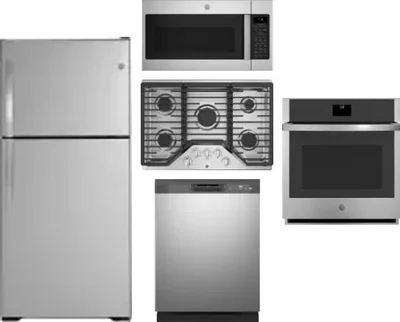 5 Piece Package Includes Refrigerator, Cooktop, Wall Oven, Microwave And Dishwasher
