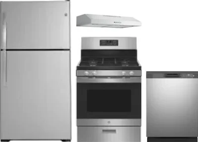 4 Piece Package Includes Refrigerator, Range, Hood And Dishwasher