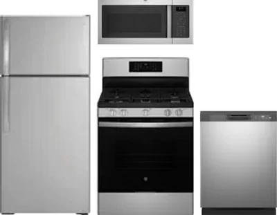 4 Piece Package Includes Refrigerator, Range, Microwave And Dishwasher