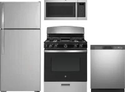4 Piece Package Includes Refrigerator, Range, Microwave And Dishwasher